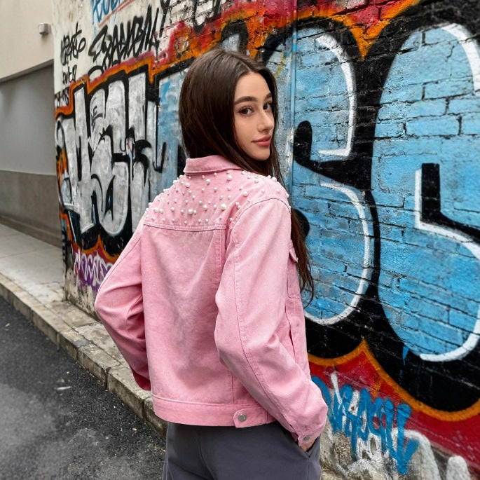 Women’s Beaded Denim Jacket – Heavy Detailed Embellished Street Style