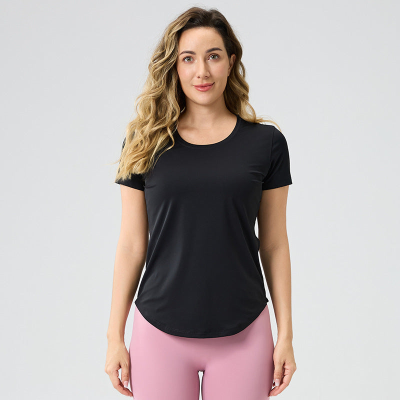 Women’s Breathable Bare Look Yoga Short Sleeve Top – Activewear Essential 2025