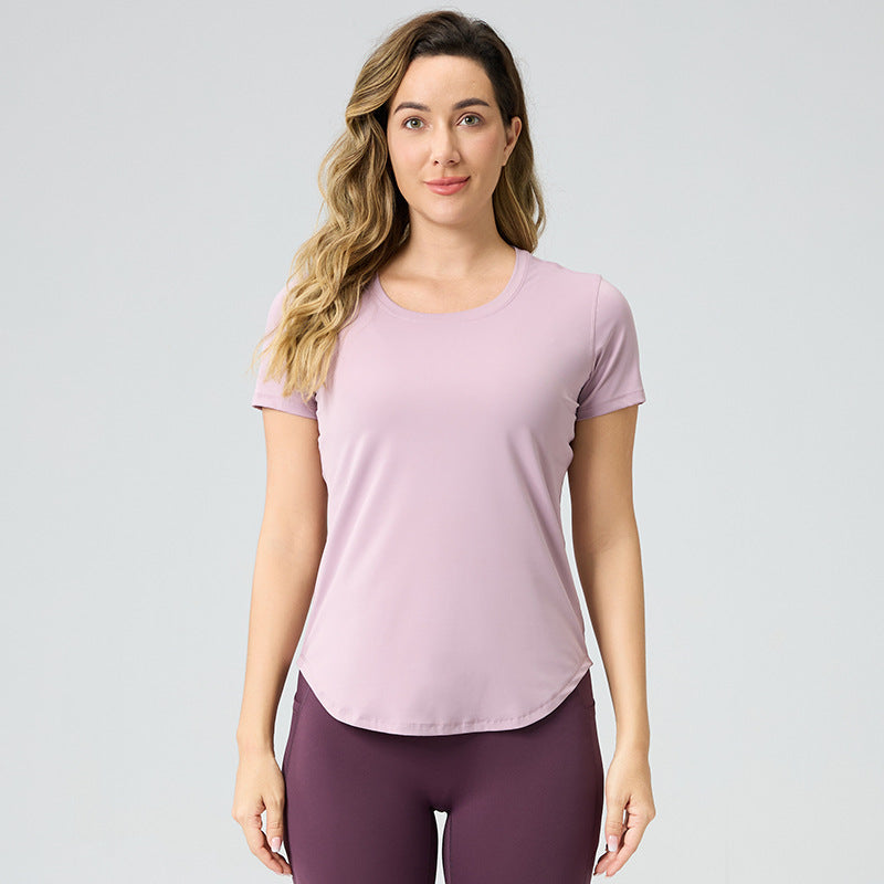 Women’s Breathable Bare Look Yoga Short Sleeve Top – Activewear Essential 2025