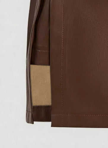 Women’s Faux Leather Mini Skirt with Metal Buttons – Trendy 2025 Street Style