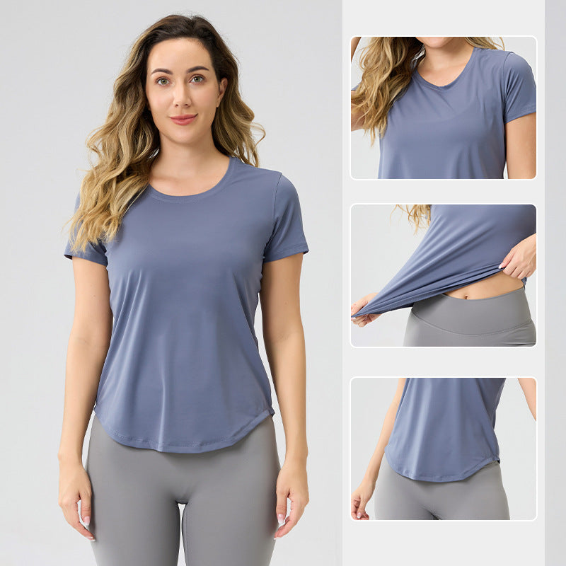 Women’s Breathable Bare Look Yoga Short Sleeve Top – Activewear Essential 2025