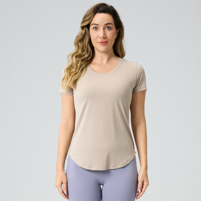Women’s Breathable Bare Look Yoga Short Sleeve Top – Activewear Essential 2025
