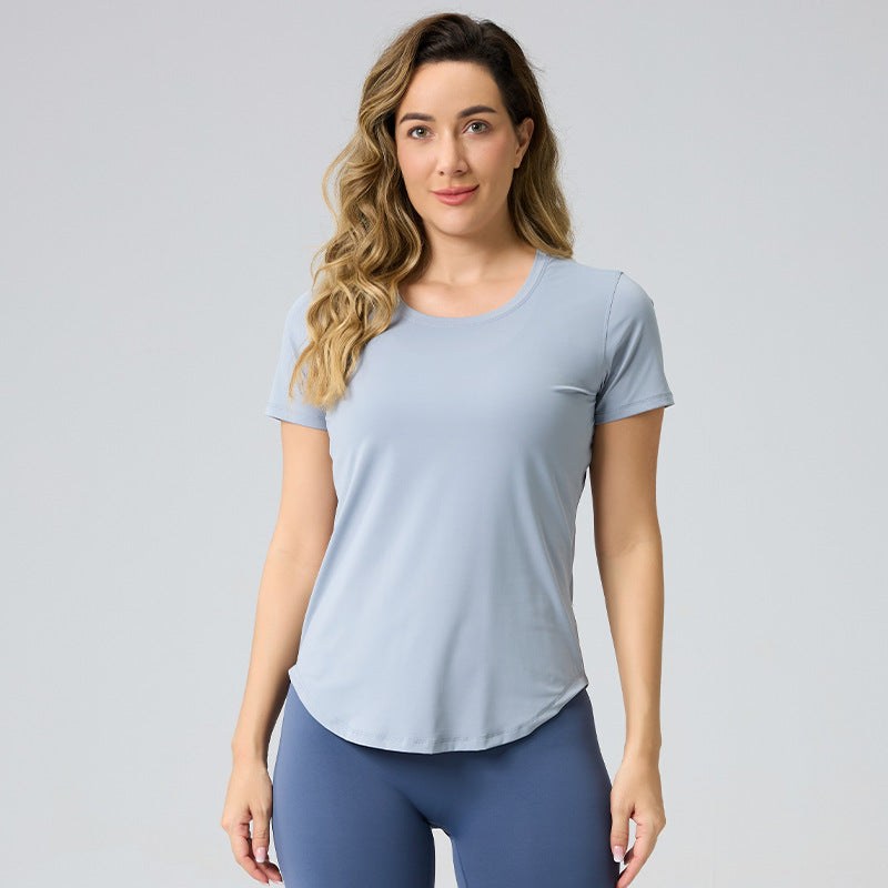 Women’s Breathable Bare Look Yoga Short Sleeve Top – Activewear Essential 2025