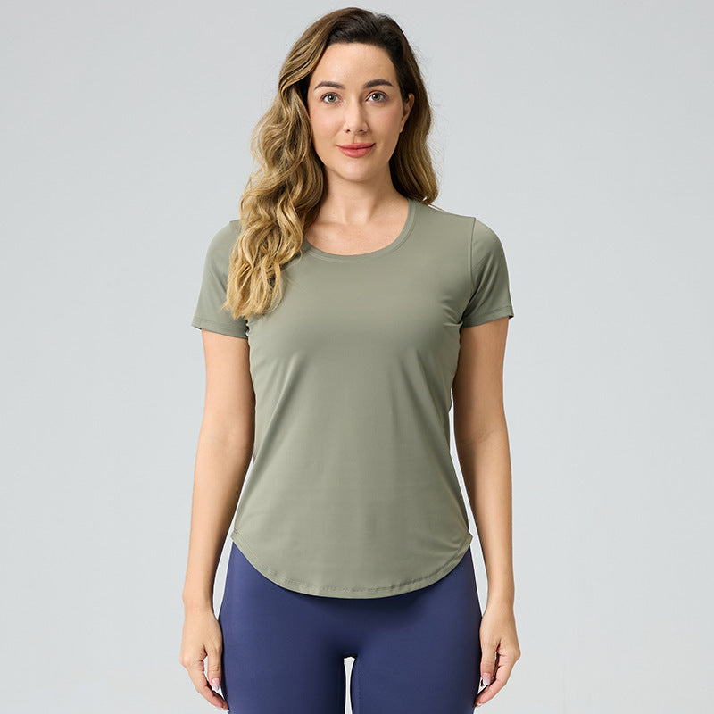 Women’s Breathable Bare Look Yoga Short Sleeve Top – Activewear Essential 2025