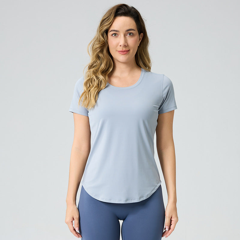 Women’s Breathable Bare Look Yoga Short Sleeve Top – Activewear Essential 2025