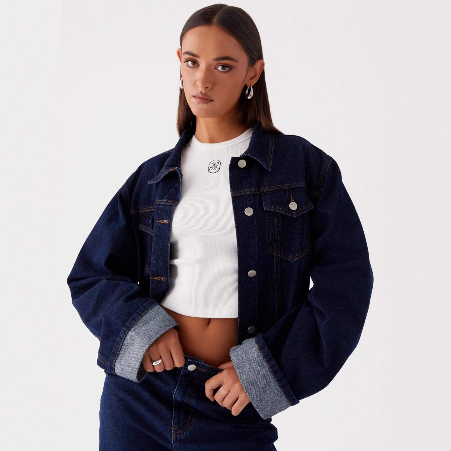 Women's Casual Denim Jacket – Long Sleeve Classic Turn-Down Collar