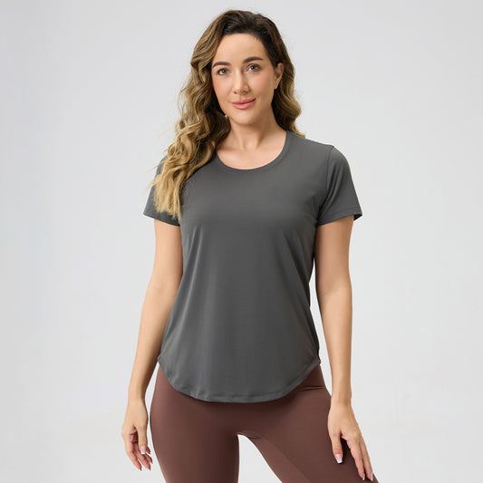 Women’s Breathable Bare Look Yoga Short Sleeve Top – Activewear Essential 2025