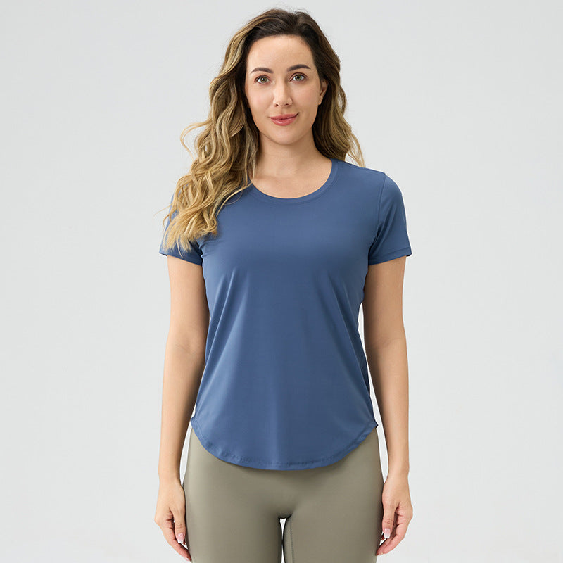 Women’s Breathable Bare Look Yoga Short Sleeve Top – Activewear Essential 2025