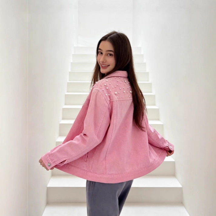 Women’s Beaded Denim Jacket – Heavy Detailed Embellished Street Style