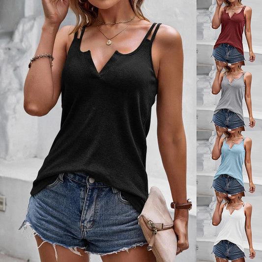 Women’s V-Neck Camisole Tank Top – Casual Spaghetti Strap Summer Cami